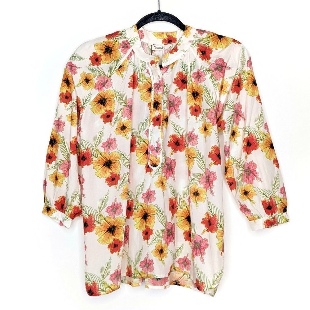 Tucker The Combo Classic Blouse Hawaiian Baazar Floral Silk Top